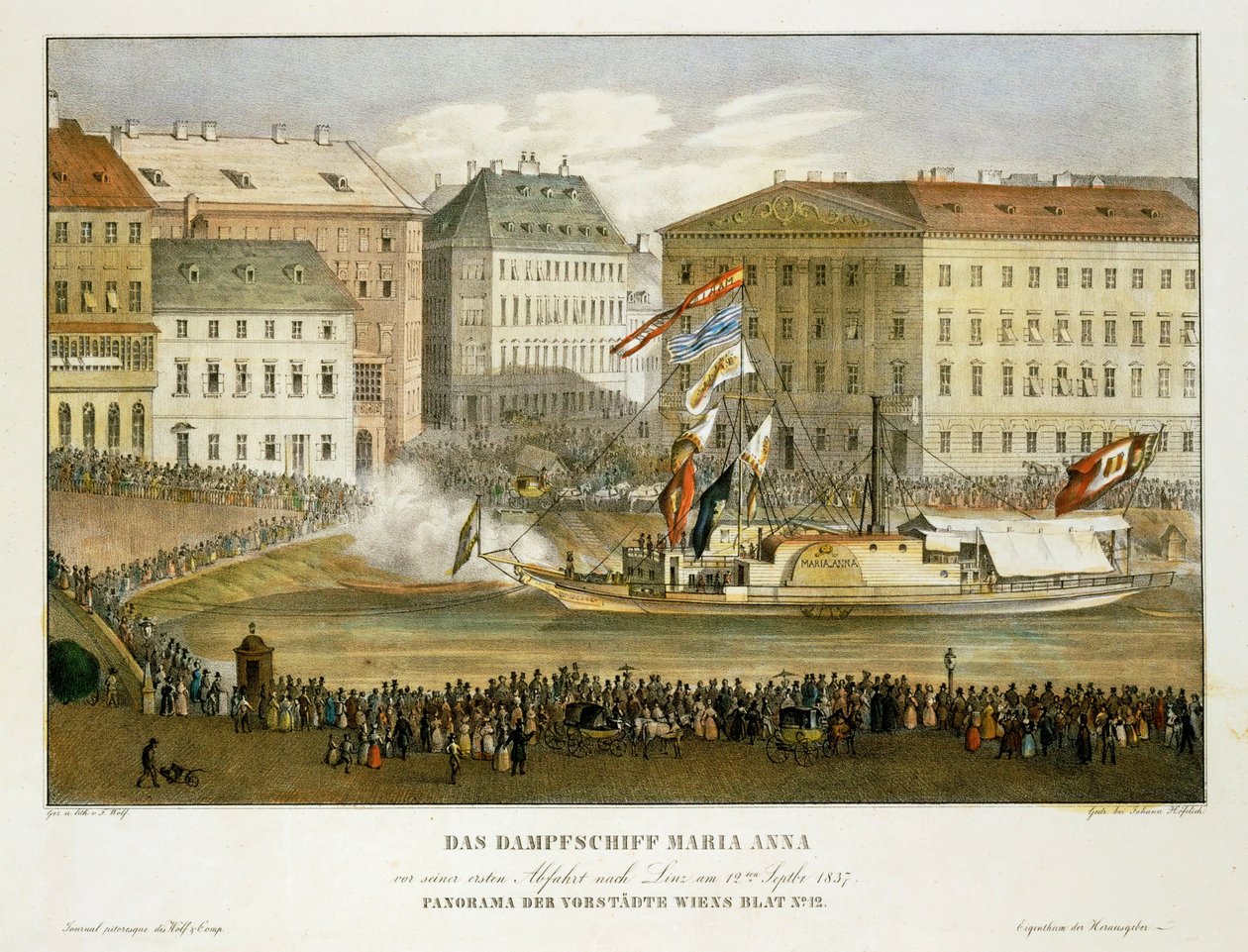 Das Dampfschiff Maria Anna, Abfahrt nach Linz von Franz Wolf