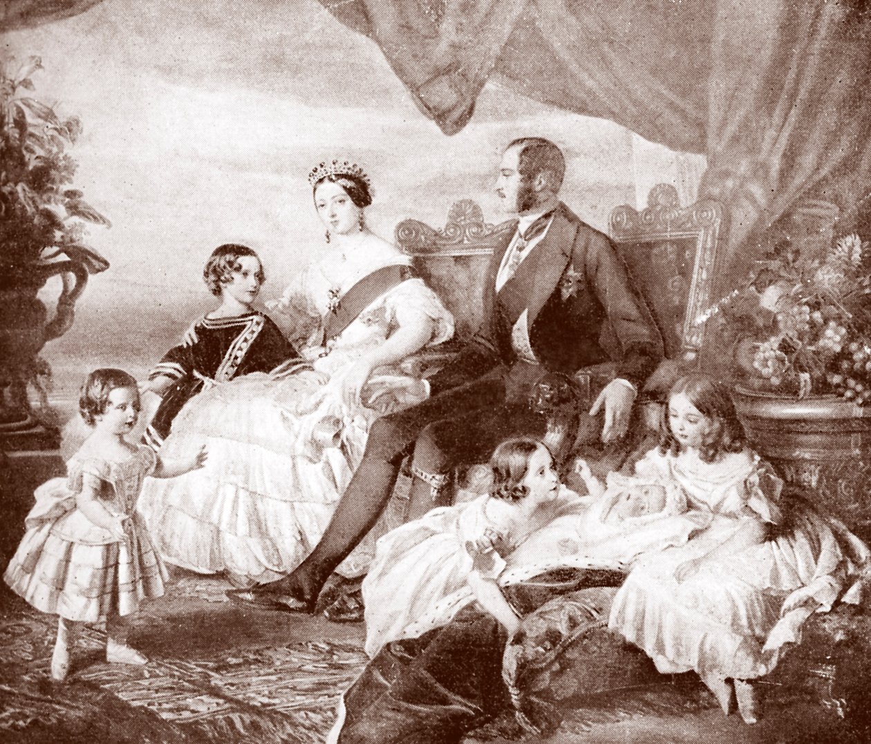 Königin Victoria mit Prinz Albert und ihren Kindern, aus 