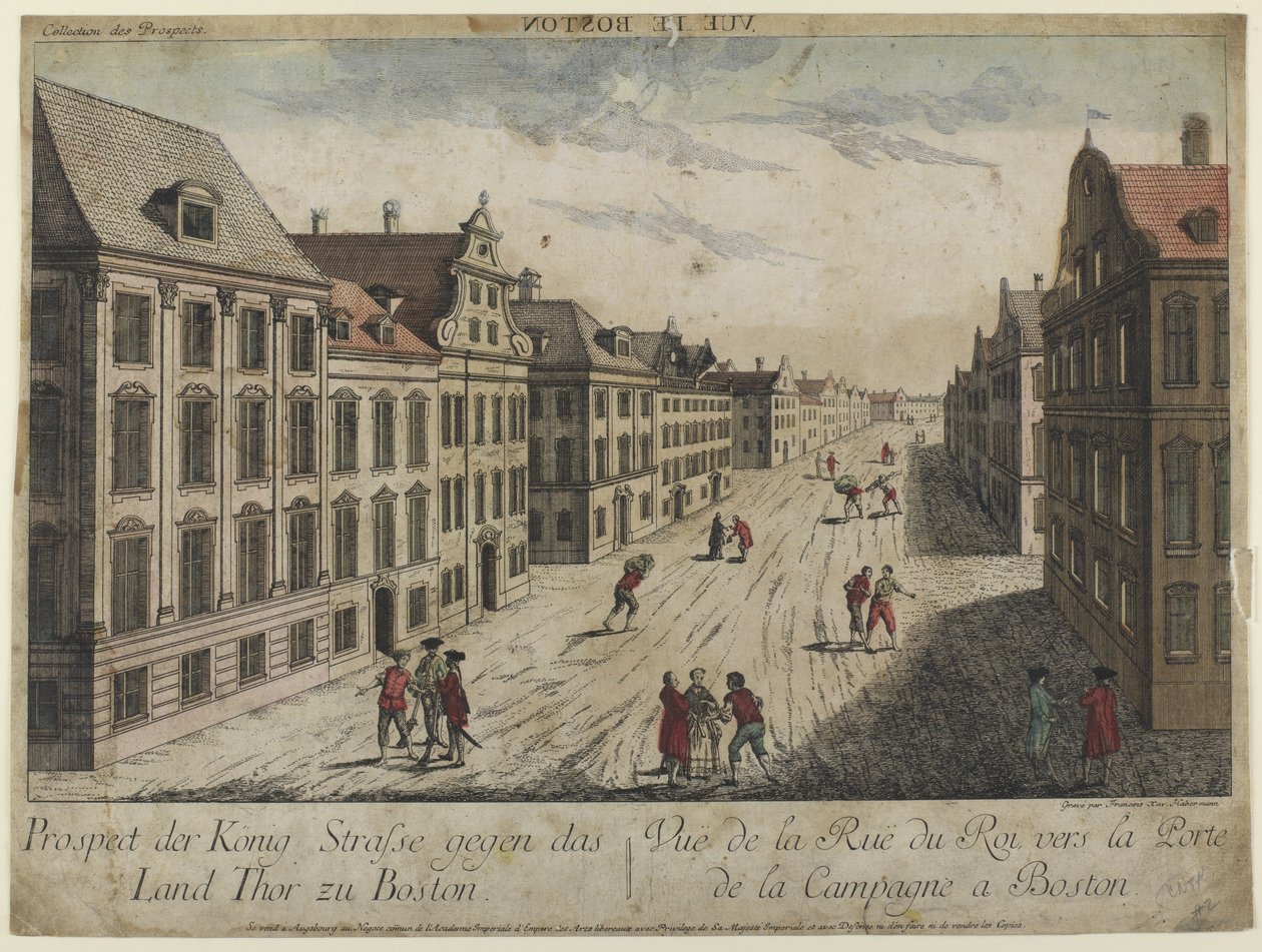 Ansicht der Rue du Roi - Boston (1776) von Franz Xaver Habermann