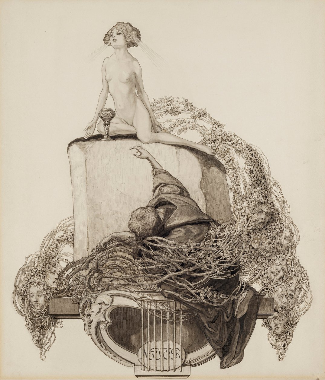 Ex Libris Walther und Amelia Fahrenhorst von Franz von Bayros