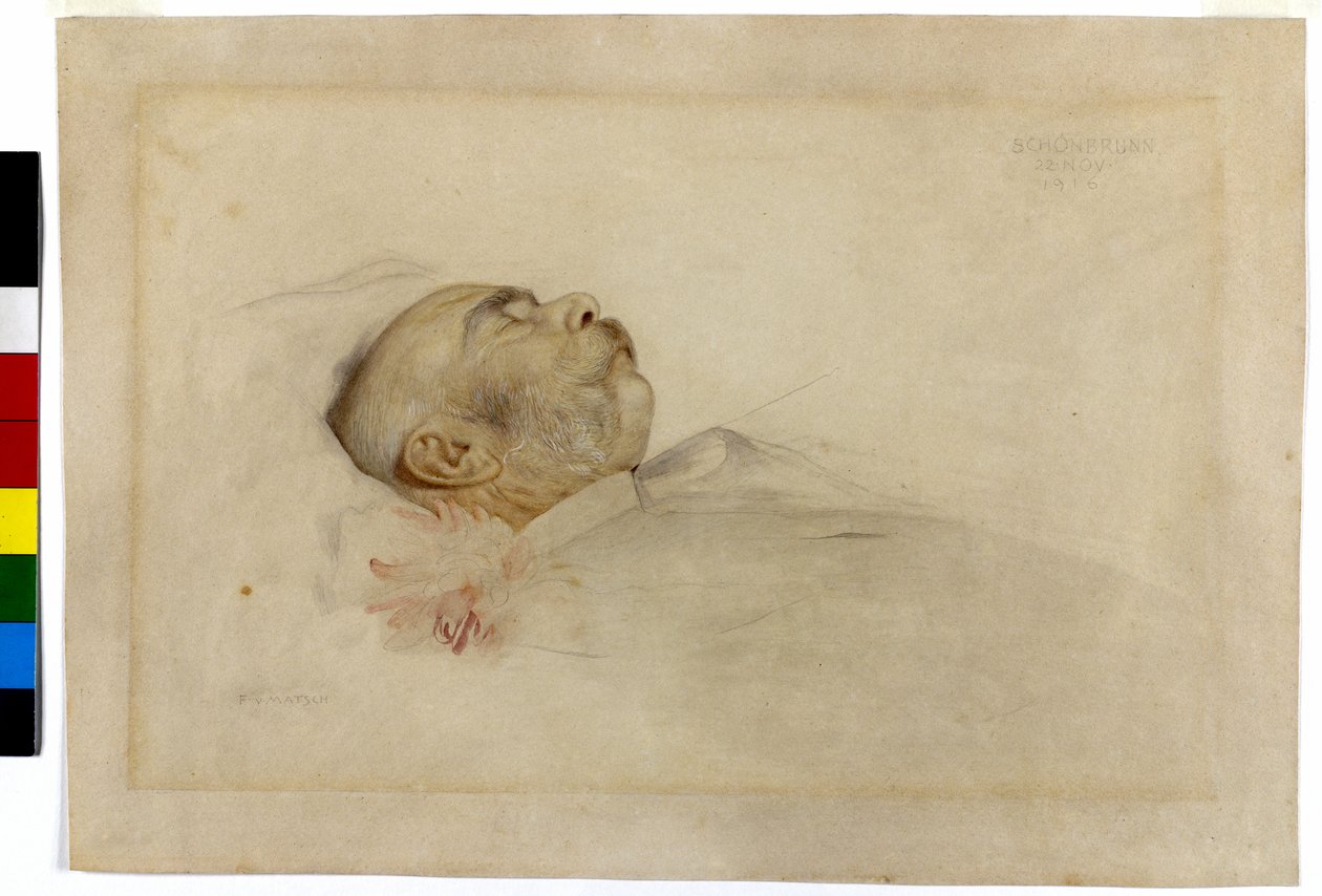 Kaiser Franz Joseph I auf dem Totenbett von Franz von Matsch