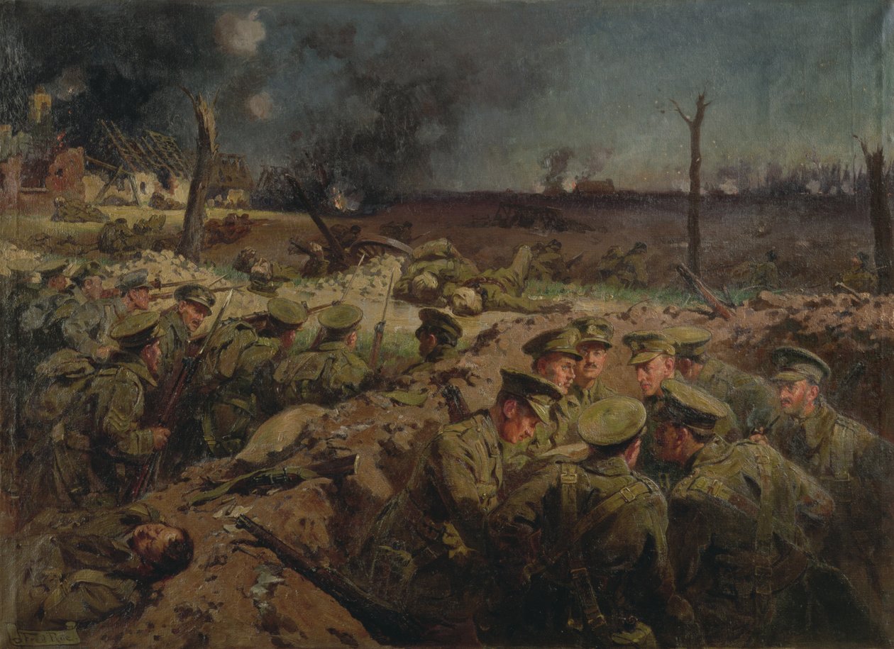 Die 4. Suffolks in Neuve Chapelle am 11. März 1915 von Fred Roe