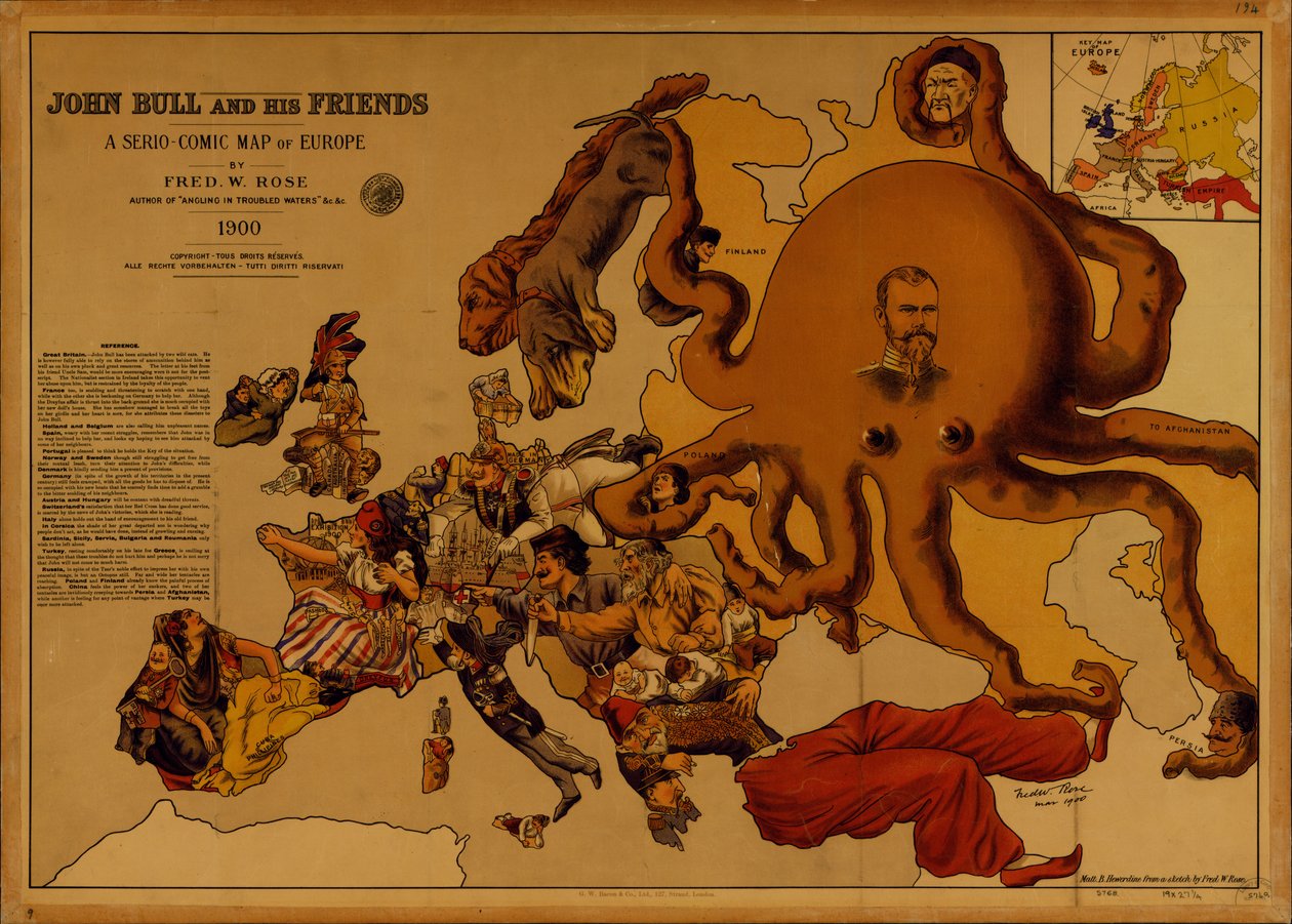 John Bull und seine Freunde. Eine serio-komische Karte von Europa von Fred W. Rose