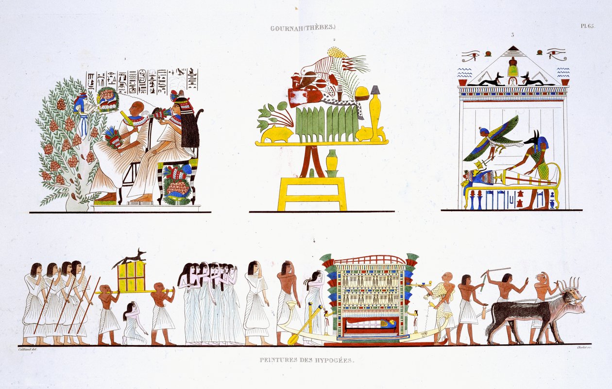 Begräbnisriten, aus einem seltenen Bericht über Fresken aus Theben, aufgezeichnet 1819-1822 bei seinem zweiten Besuch in Ägypten von Frederic Cailliaud von Frederic Cailliaud