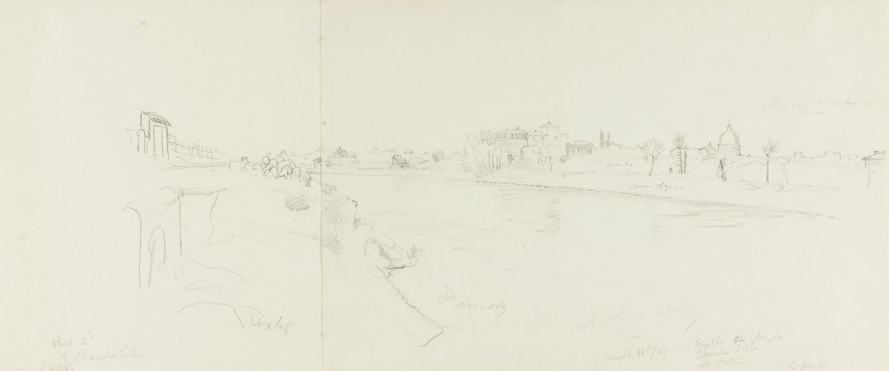 Zeichnung. Skizzen aus Rom. A. St. Peter und der Vatikanplatz vom Nordosten gezeigt. B, C. ... von Frederic Edwin Church