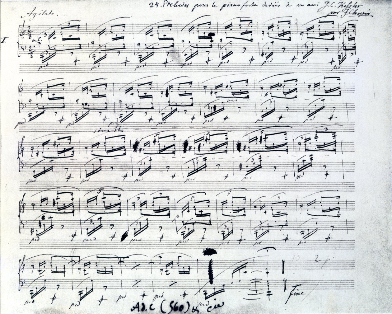Notenblatt für Präludium 1 für Klavier von Frederic Chopin (1810 - 1849), polnischer Komponist von Frederic Chopin