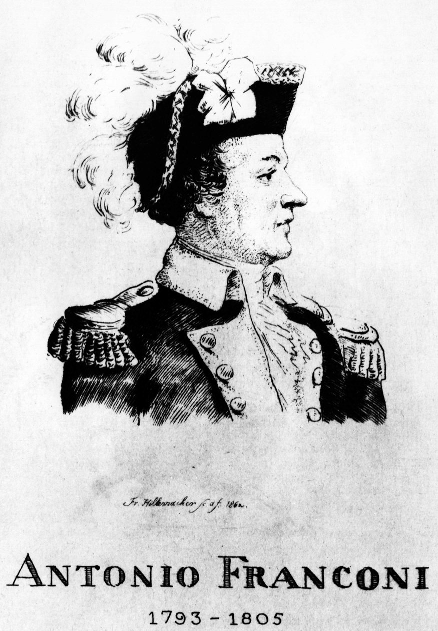 Zirkus: Radierung von Frédéric Hillemacher, Porträt von Antonio Franconi (1793-1805) - in 