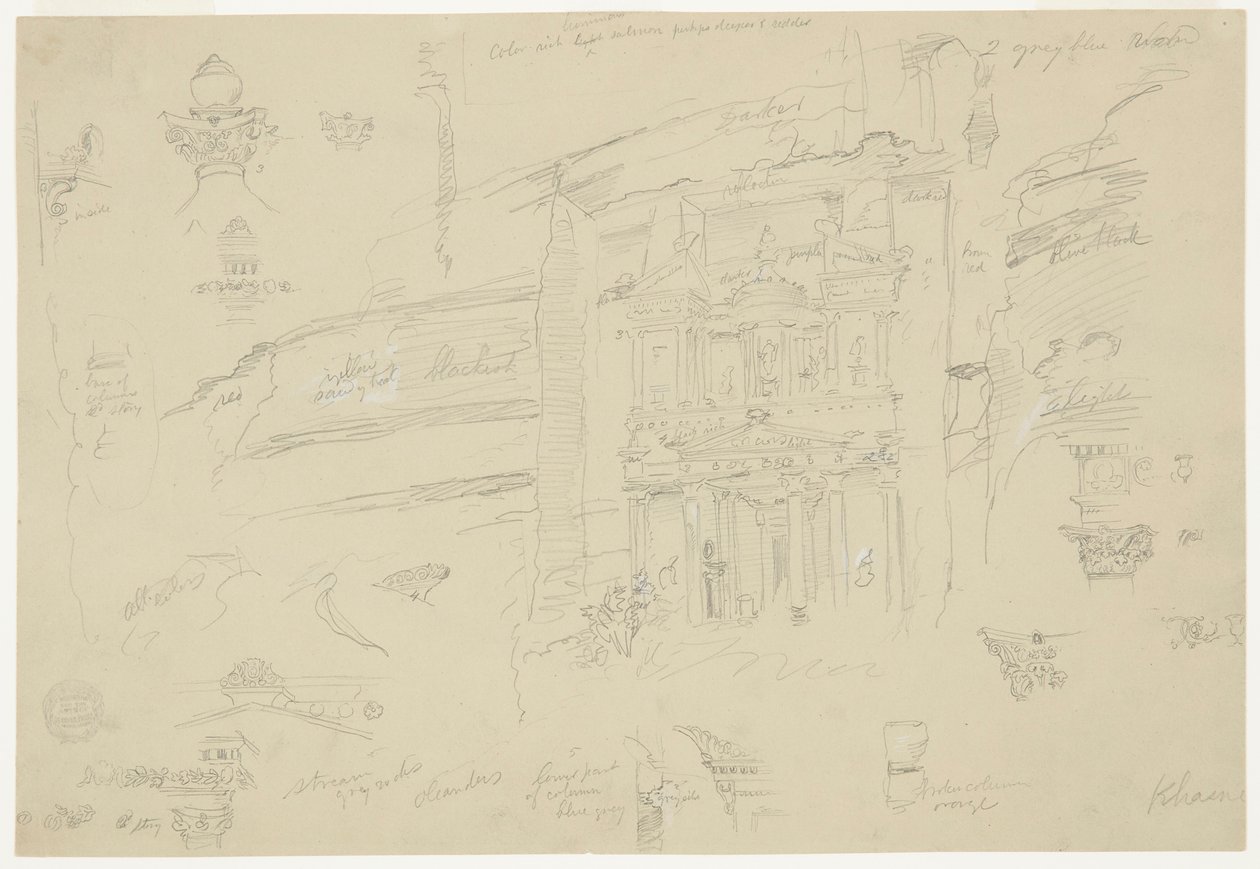 Architektonische Details von El Khasneh, Petra von Frederic Edwin Church