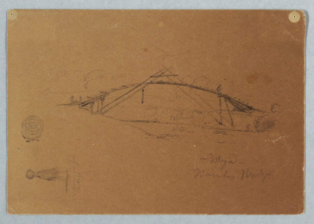 Bambusbrücke in Buga, Kolumbien und Mädchen mit Krug, Cartago, Kolumbien von Frederic Edwin Church