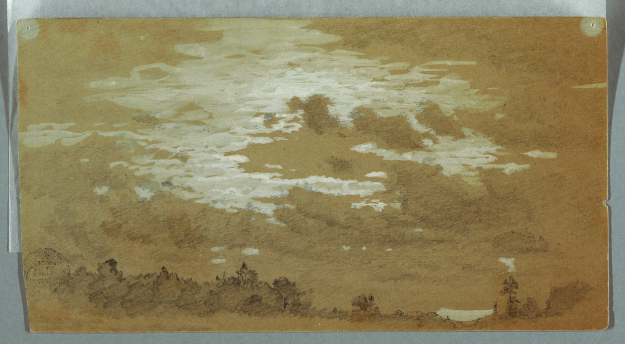 Bewölkter Himmel über einem bewaldeten Grat, Niagara, möglicherweise 1858 von Frederic Edwin Church