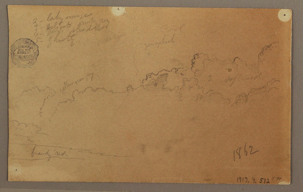 Zeichnung, Bewölkter Himmel, 1863 von Frederic Edwin Church