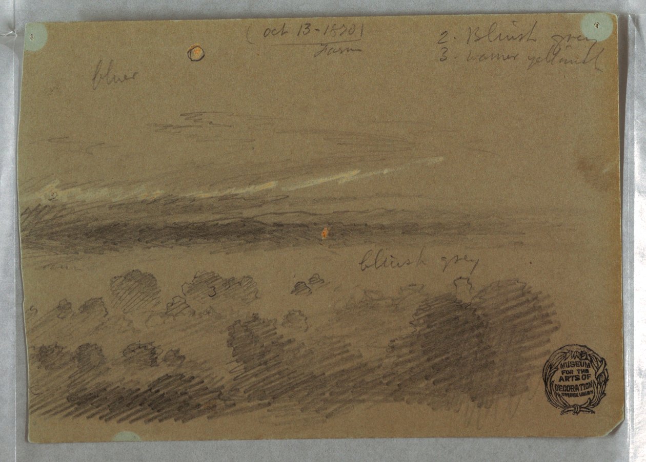 Zeichnung, Bewölkter Himmel und Mond, 13. Oktober 1870 von Frederic Edwin Church