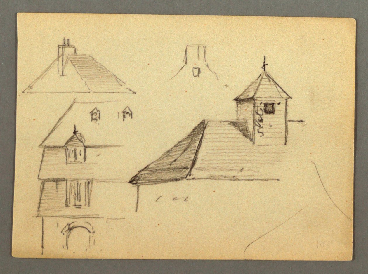 Ecke eines Herrenhauses, Dächer, möglicherweise 1868 von Frederic Edwin Church