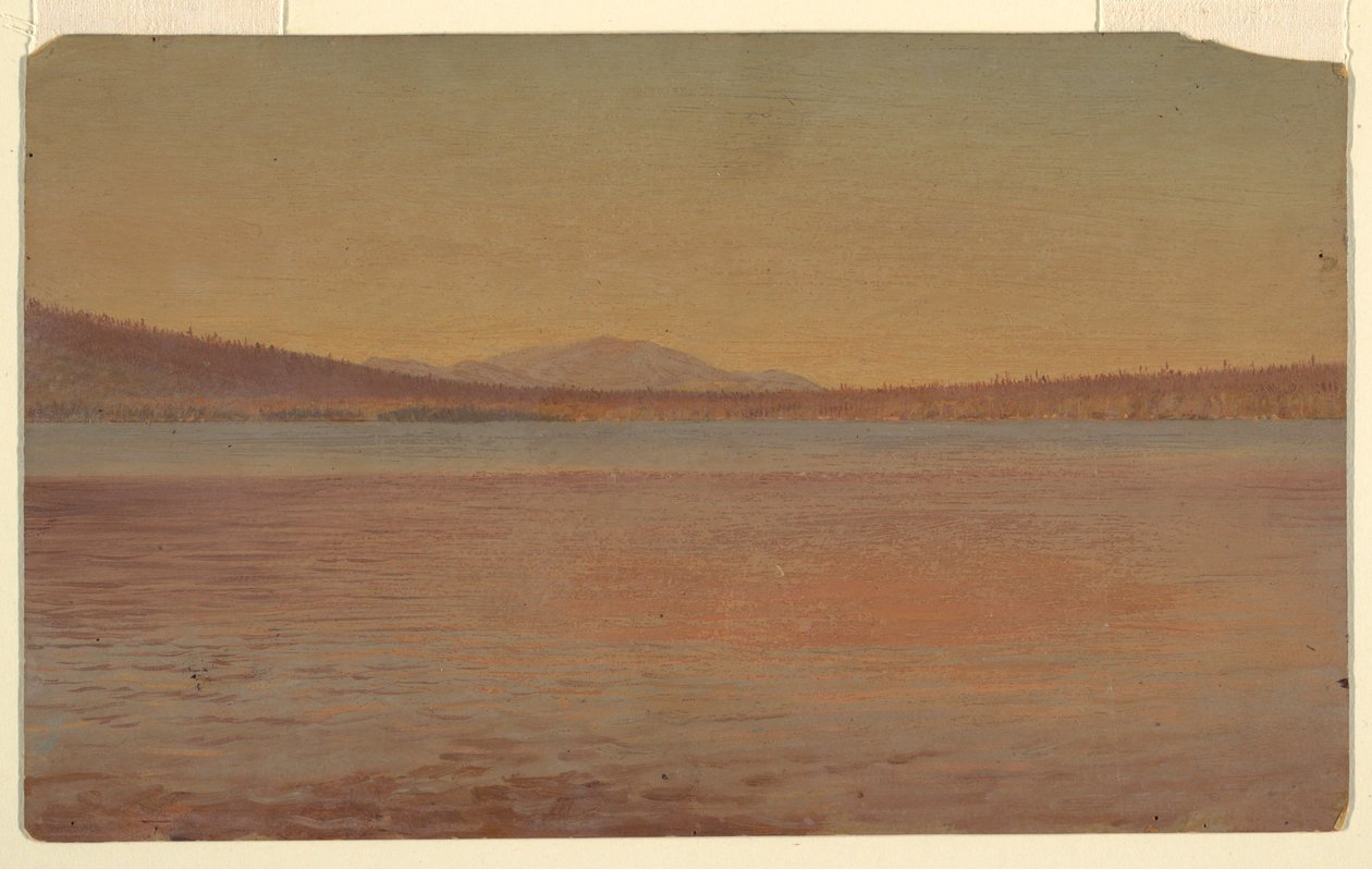 Ferne Ansicht der Berge Katahdin und Traveller vom Lake Millinocket, 1870–80 von Frederic Edwin Church