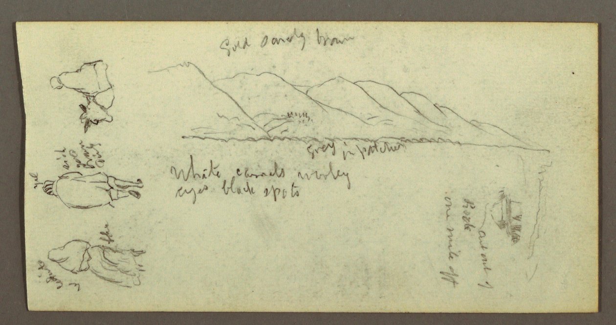 Zeichnung, Figurenstudie, Gebirgskette, möglicherweise 1868 von Frederic Edwin Church