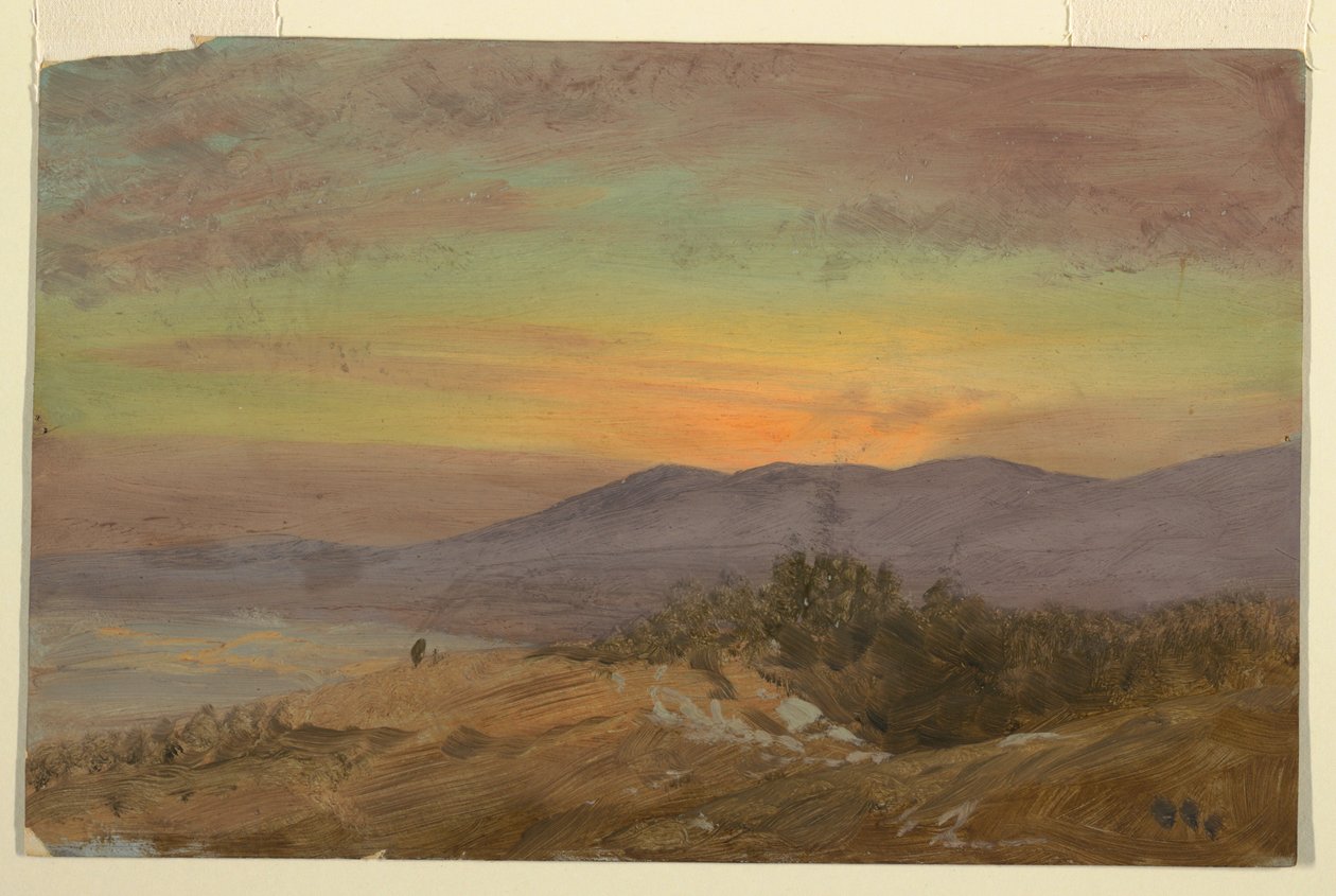 Zeichnung, Hudson Valley, Sonnenuntergang, 1869–70 von Frederic Edwin Church