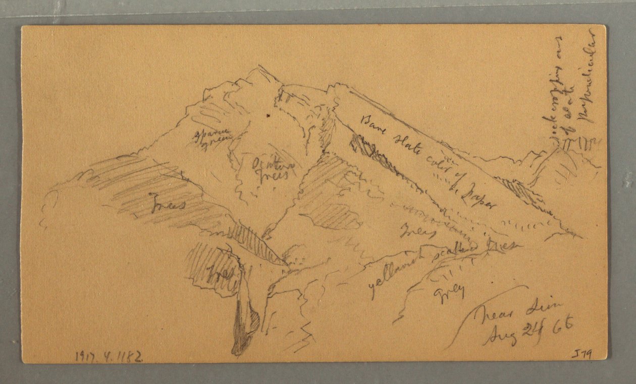 Zeichnung, Mittelalterliche Burg, Hauskaskade, 24. August 1868 von Frederic Edwin Church