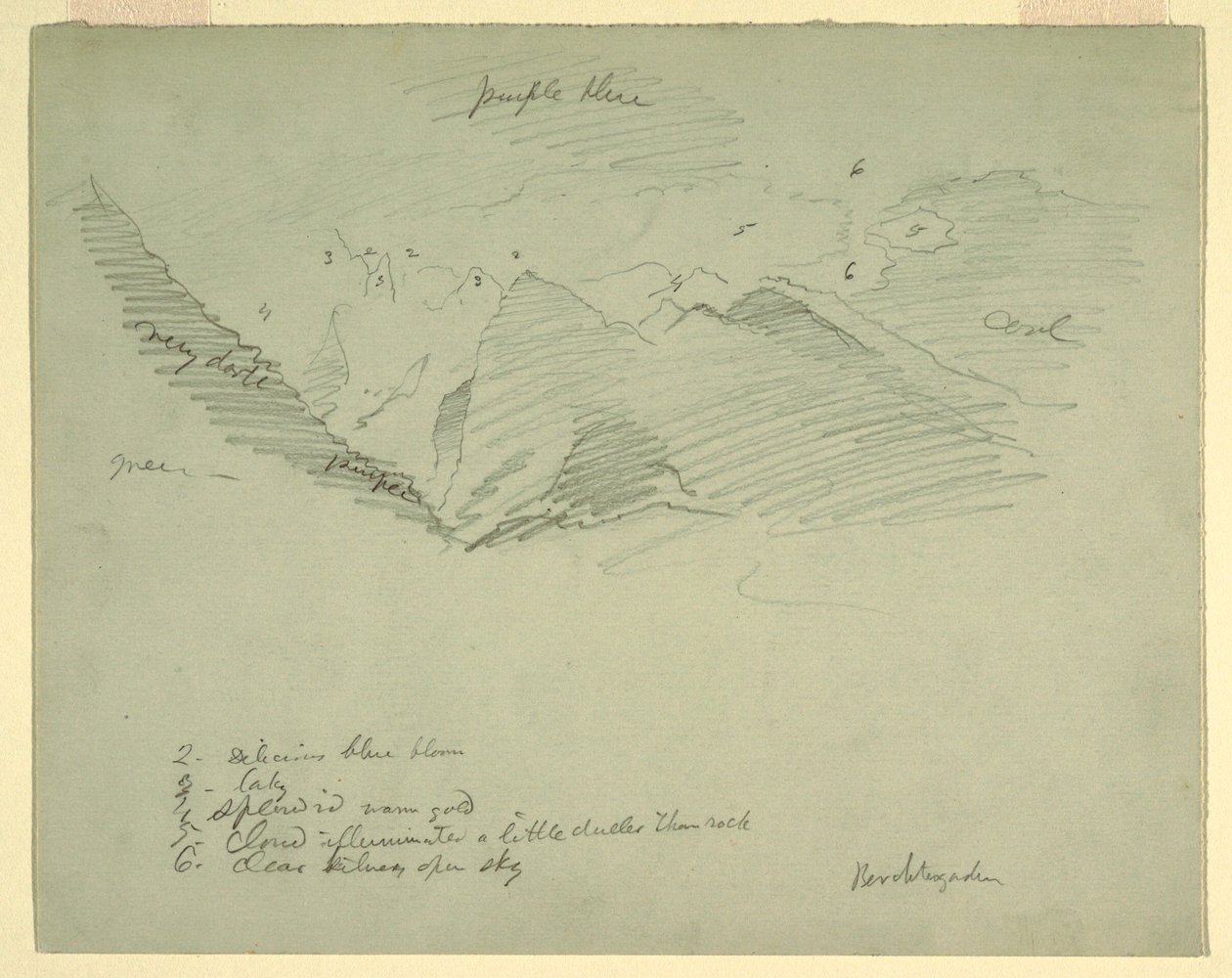 Zeichnung, Berggipfel bei Berchtesgaden, Bayern, Juni–Juli 1868 von Frederic Edwin Church