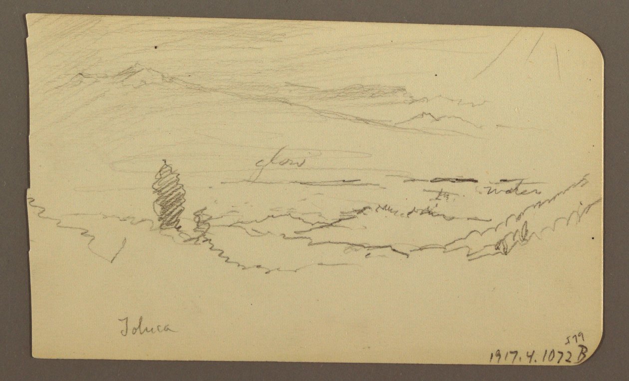 Zeichnung, Berglandschaft, Toluca; Verso: Berg, Toluca, 20. April 1885 von Frederic Edwin Church