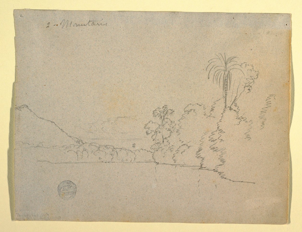 Zeichnung, Bergige Küste einer Bucht, Südamerika, 1853 von Frederic Edwin Church