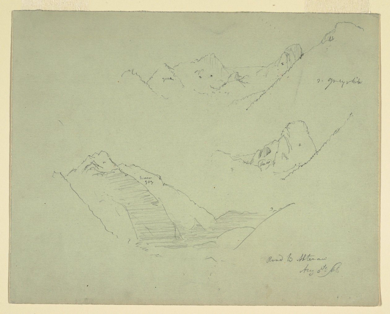Zeichnung, Berge in der Nähe von Abtenau, Salzkammergut, 5. August 1868 von Frederic Edwin Church