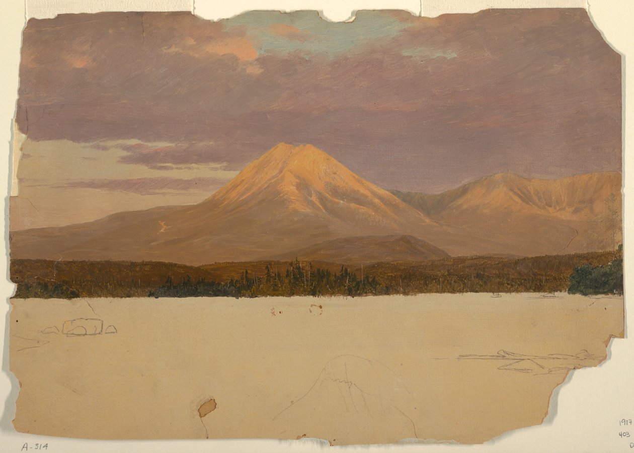Zeichnung, Mt. Katahdin vom Lake Katahdin, 1878 von Frederic Edwin Church