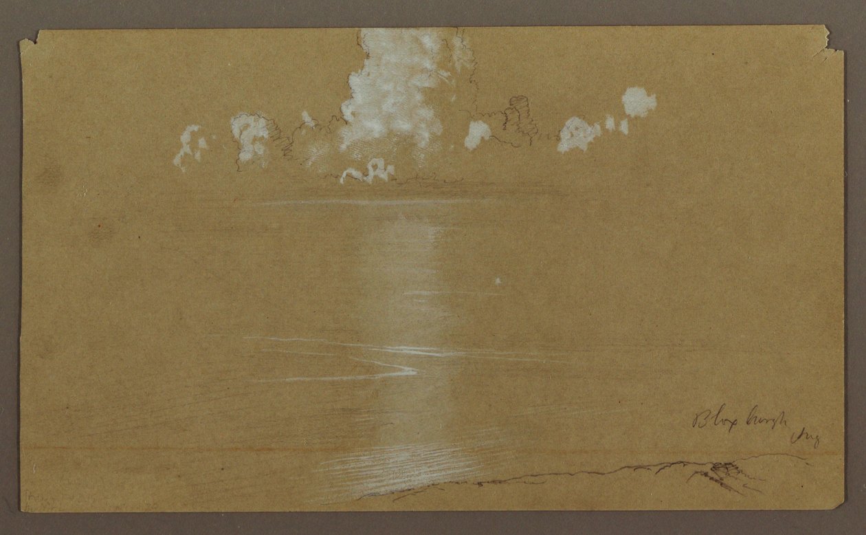 Meereslandschaft, Bloxburgh; Verso: Hügel und Meer, August 1865 von Frederic Edwin Church