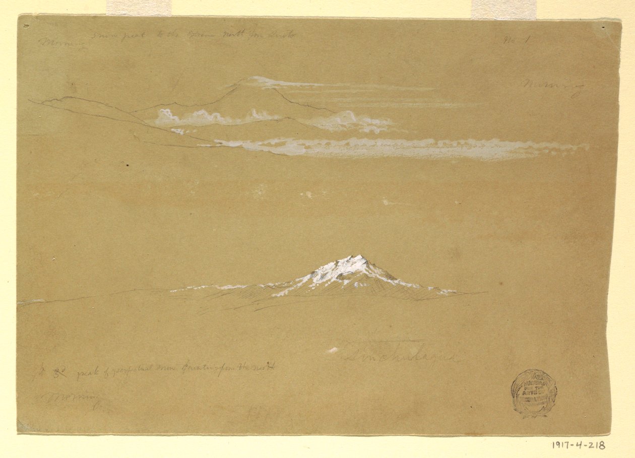 Sincholagua, Morgen, vom Sonnentempel, Quito, 24. Juni 1857 von Frederic Edwin Church