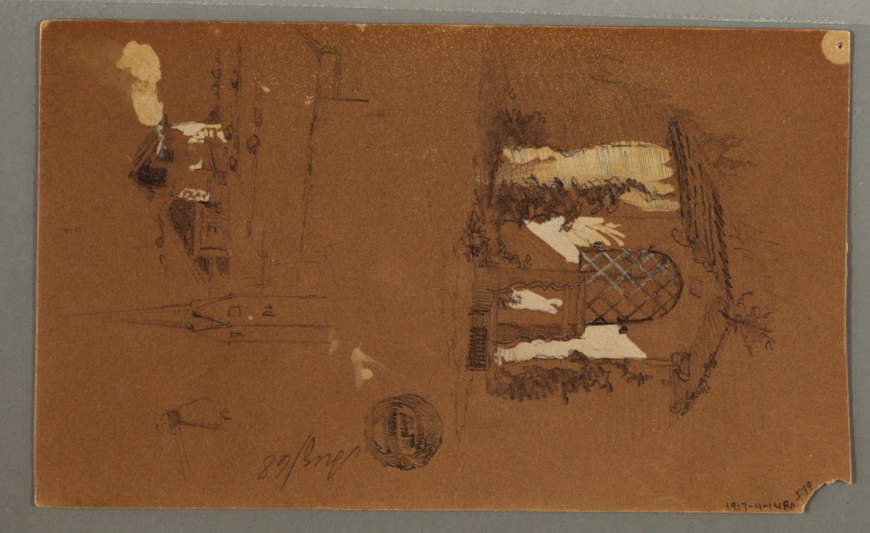 Studien von Chalet, Mann mit Pfeife, Enten, 1868 von Frederic Edwin Church
