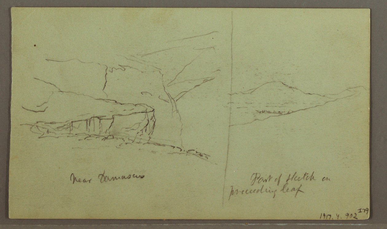 Zeichnung, Grab auf einem Hügel, Drei Minarette, 1. Mai 1868 von Frederic Edwin Church