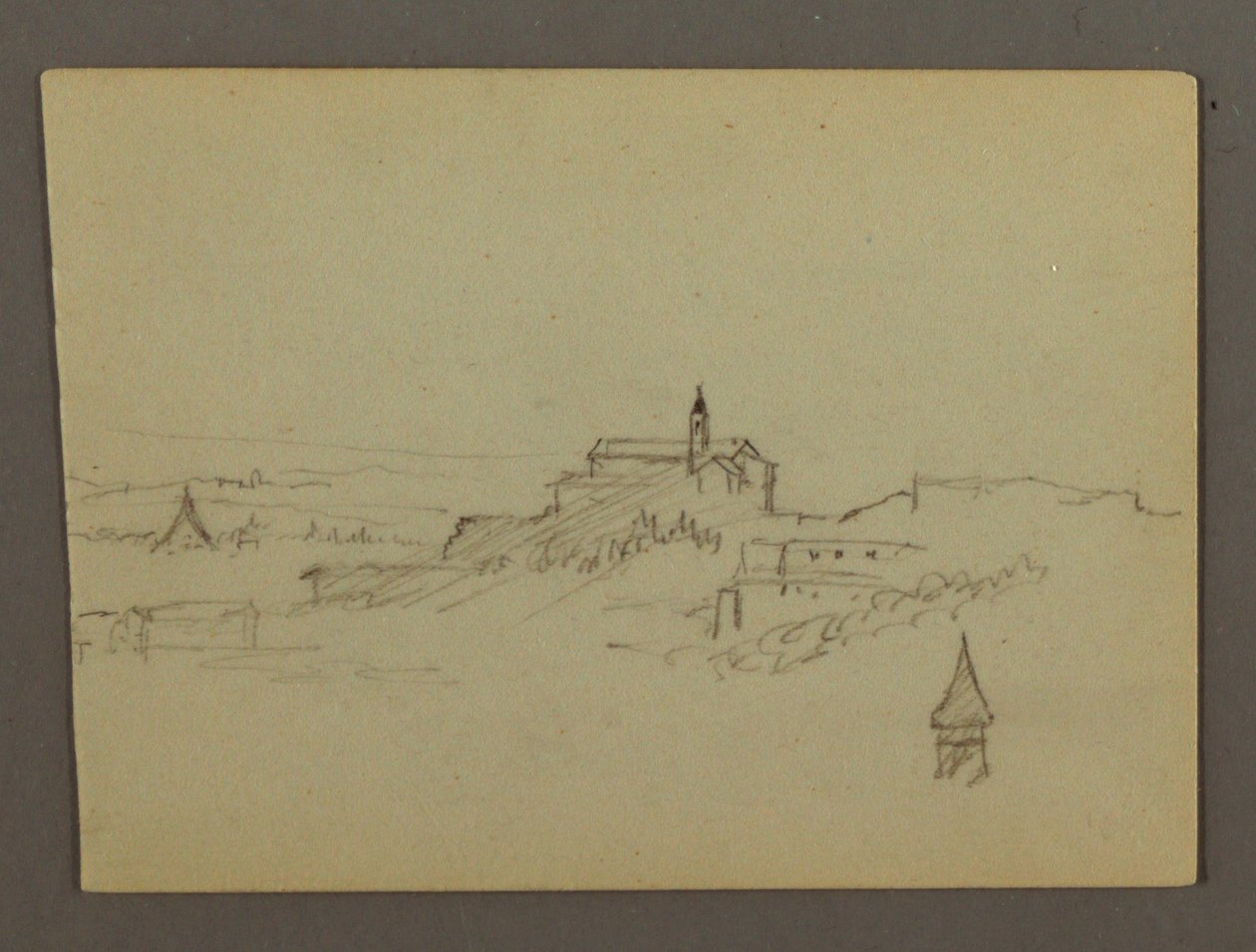 Dorf auf einem Hügel, möglicherweise 1868–69 von Frederic Edwin Church