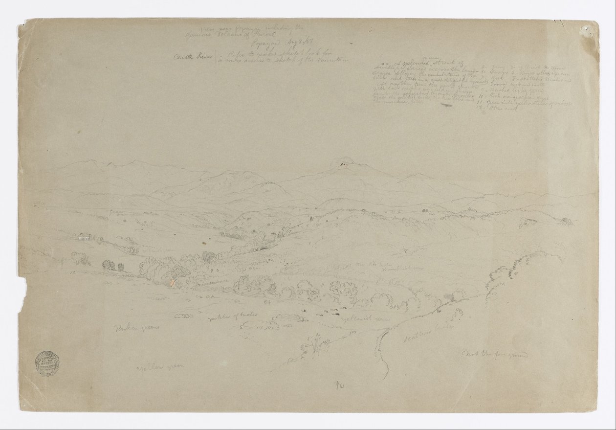 Studie. Landschaft mit Mount Puresé. Skizze. Landschaft. von Frederic Edwin Church