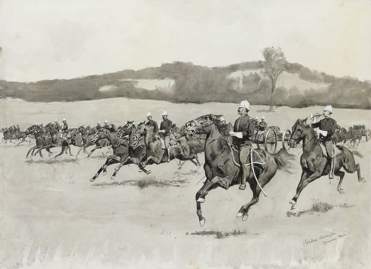 Batterie K beim Drill in den Berkshire Hills, Massachusetts von Frederic Remington