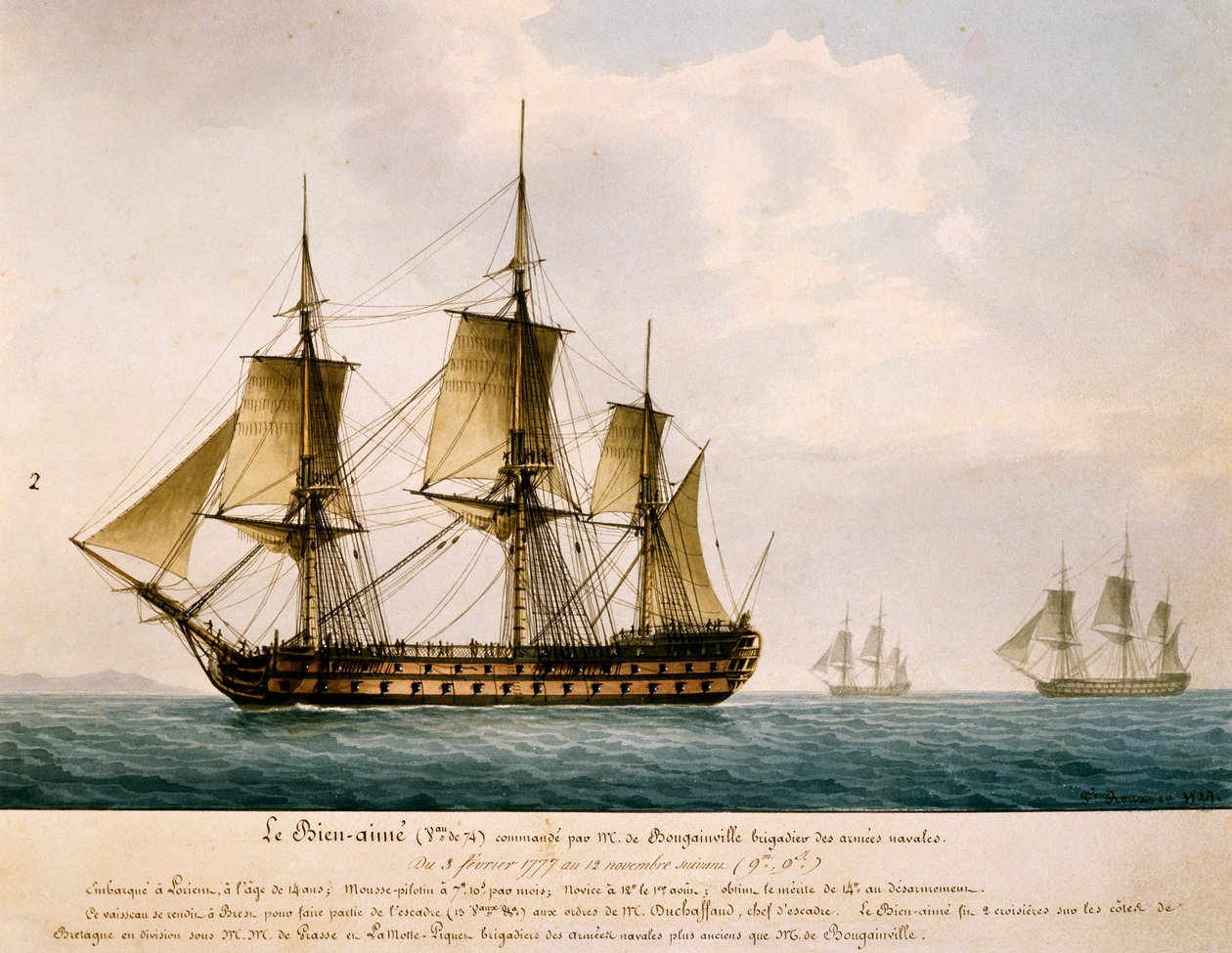 Schiff Bien-Aime von Louis Antoine, Graf de Bougainville von Frederic Roux