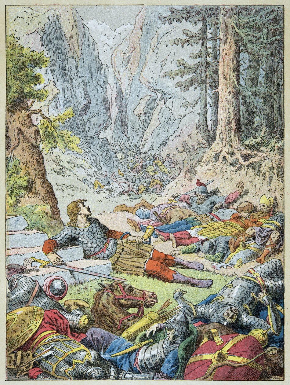 Roland starb in der Schlacht von Roncesvalles von Frederic Theodore Lix