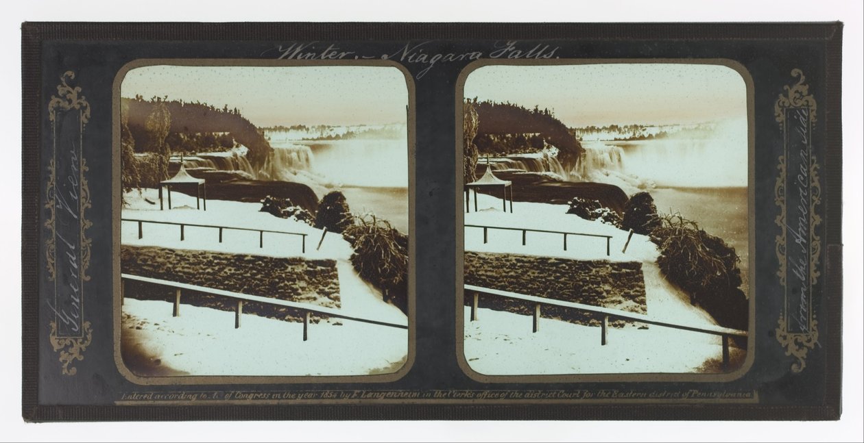 Winter Niagara Fälle, Gesamtansicht von der amerikanischen Seite von Frederic and William Langenheim