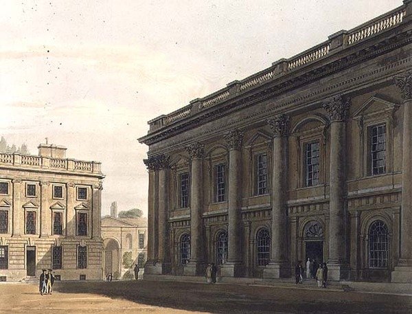 Außenansicht der Christ Church Library, Peckwater, Illustration aus der 