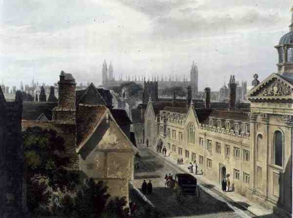 Außenansicht des Pembroke College, von einem Fenster des Peterhouse, Cambridge, aus 