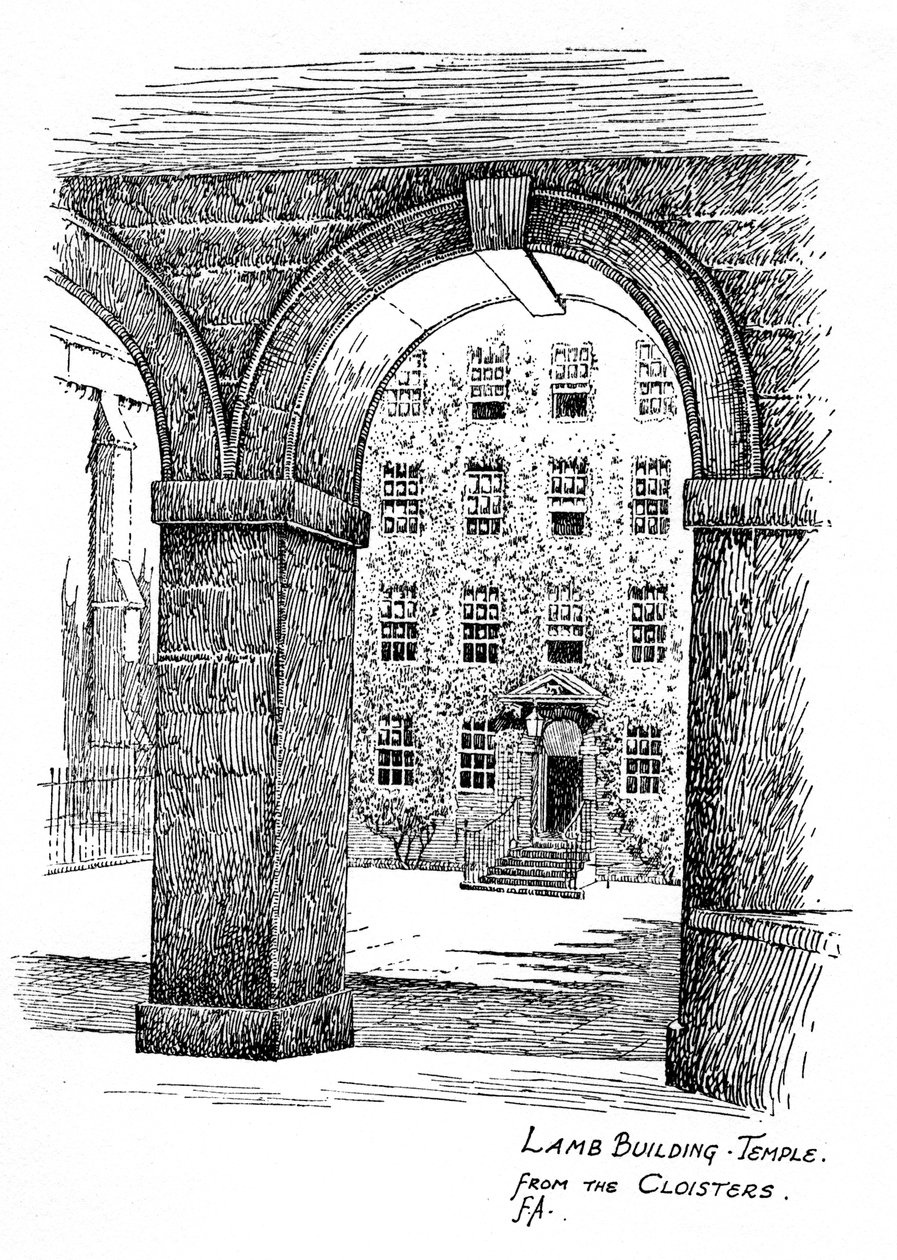 Lamb Building, Temple, von den Kreuzgängen, London von Frederick Adcock