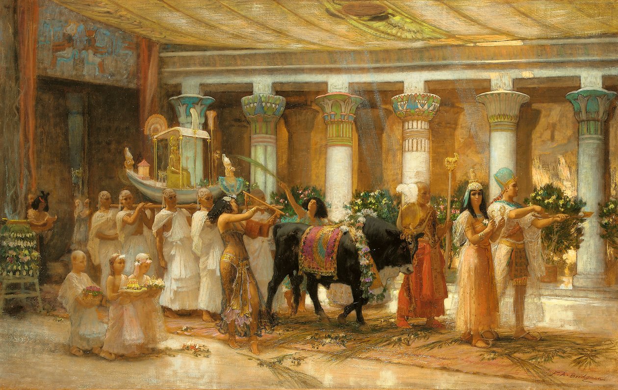 Die Prozession des heiligen Stiers Apis, ca. 1879 von Frederick Arthur Bridgman
