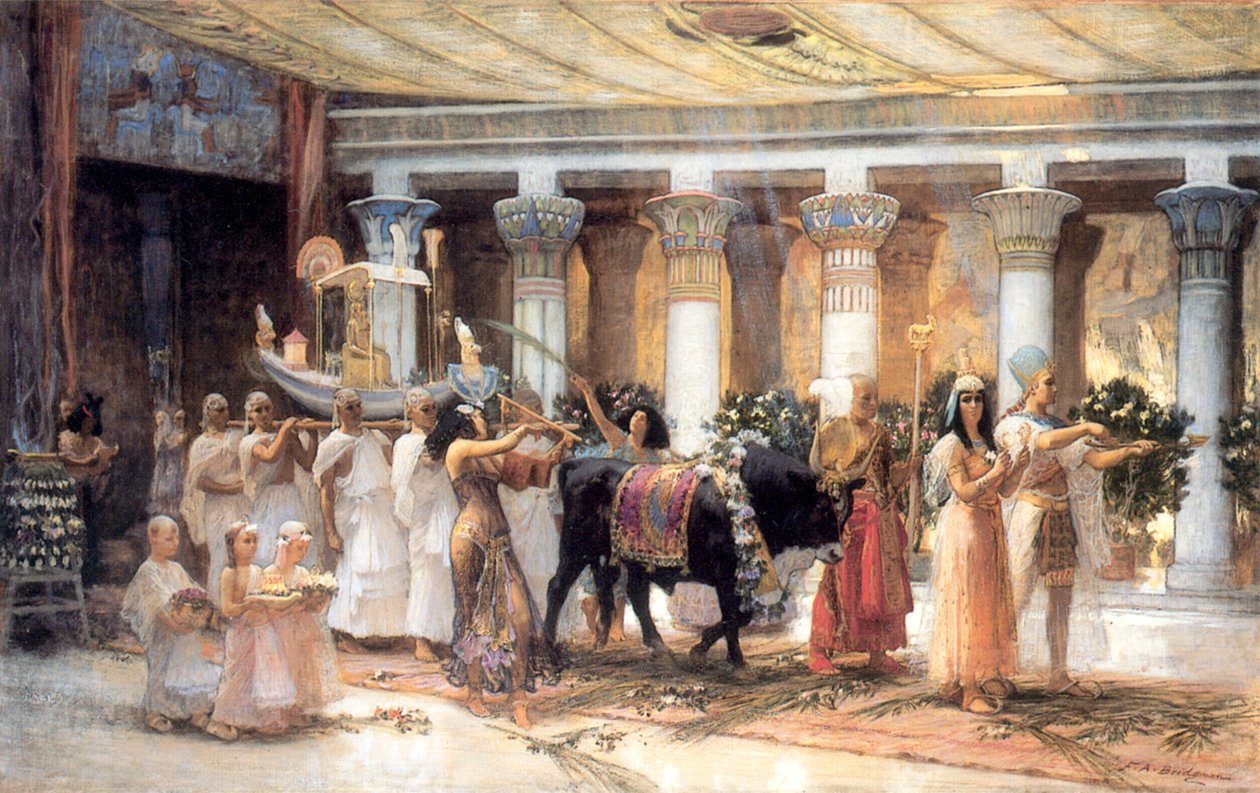Die Prozession des heiligen Stiers Apis von Frederick Arthur Bridgman