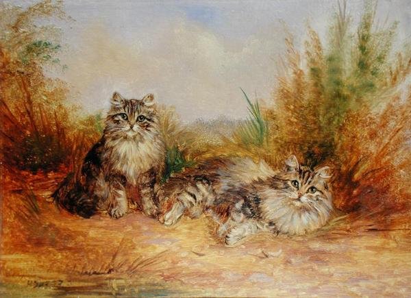 Zwei getigerte Kätzchen in einer ländlichen Landschaft von Frederick French