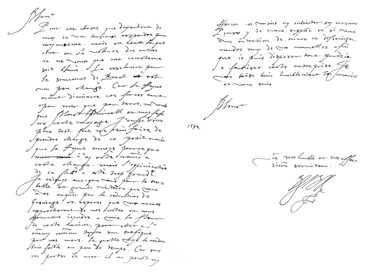Brief von Robert Devereux, Earl of Essex, an Maurice, Prinz von Oranien von Frederick George Netherclift