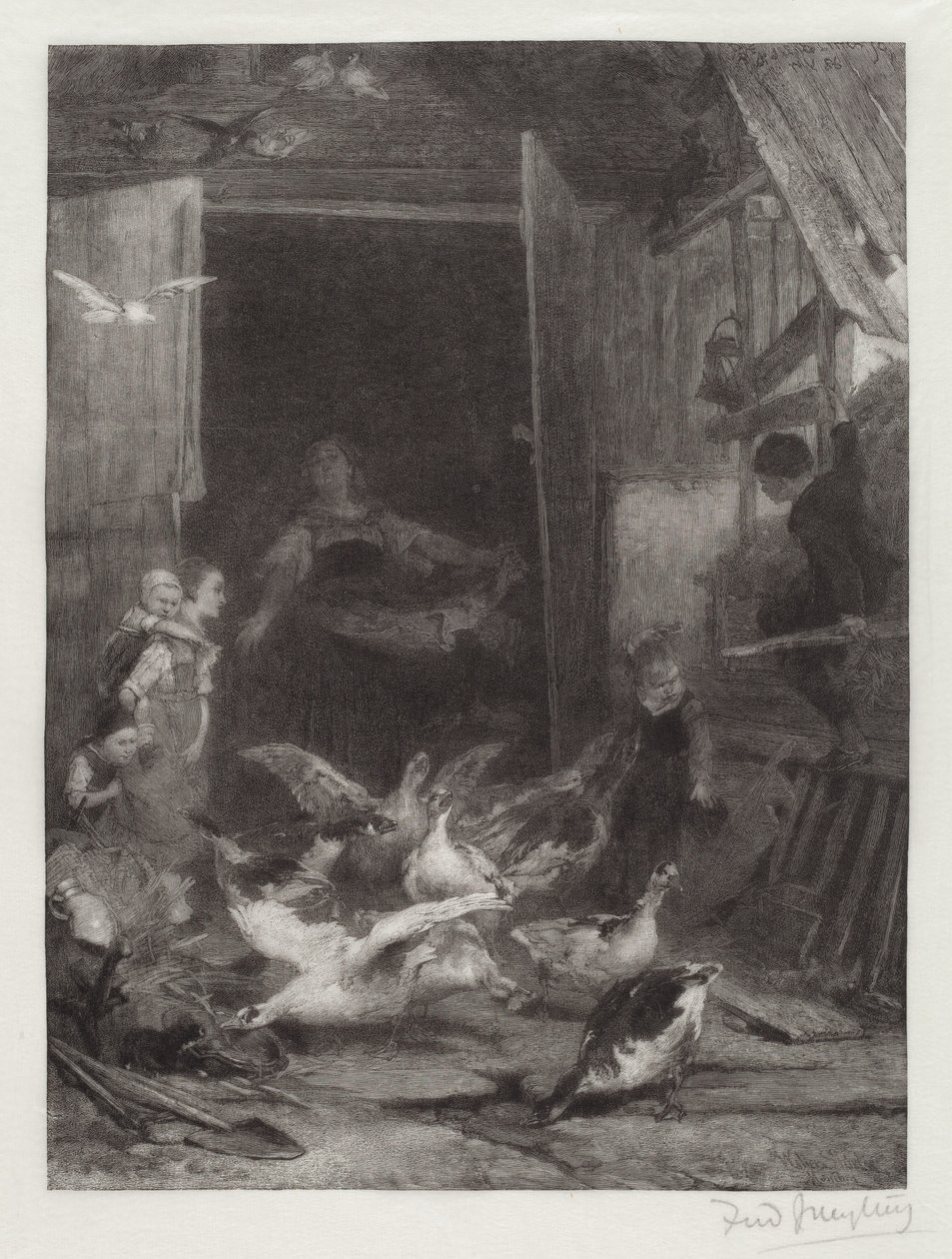 Ohne Titel (Bauernhofszene) von Frederick Juengling