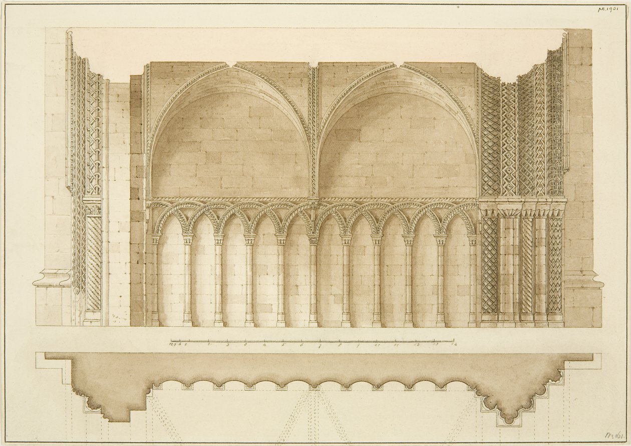 College-Tor, Schnitt und Plan von Frederick Mackenzie