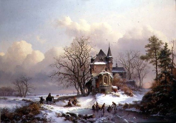 Winterlandschaft mit Schlittschuhläufern von Frederick Marianus Kruseman