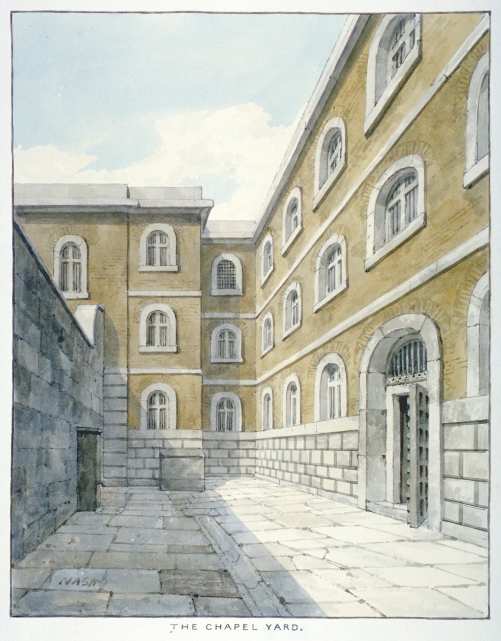 Der Kirchhof in Newgate-Gefängnis, Old Bailey, City of London, 1840 von Frederick Nash