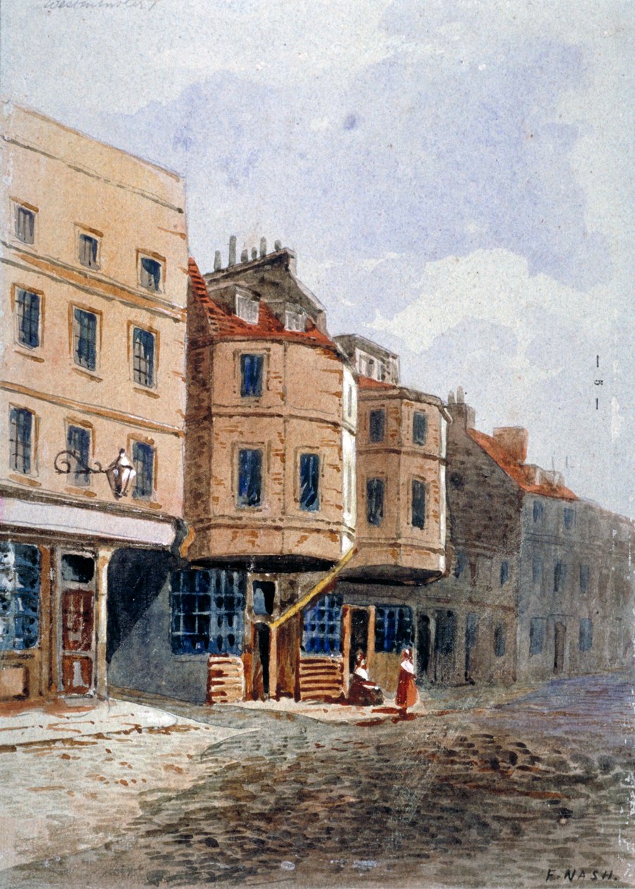 Ansicht von Oliver Cromwells Haus, Clements Lane, Westminster, London (ca. 1840) von Frederick Nash