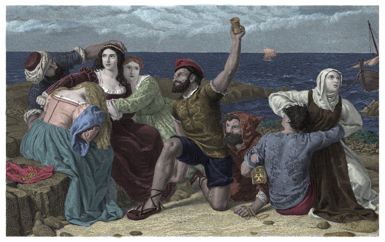 Piraten des Mittelmeers spielen Gefangene bei der Illustration von Frederick Richard Pickersgill (1820-1900) 1869 von Frederick Richard Pickersgill