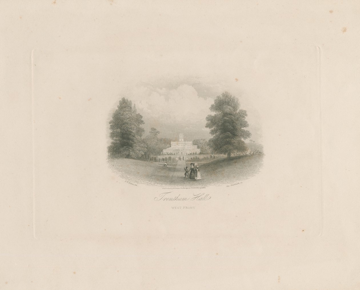 Trentham Hall: Stich (vignettiert), nd [ca. 1843] von Frederick William Hulme